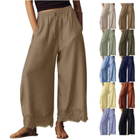 Cropped Bootcut Pants with Lace Panel - image 2