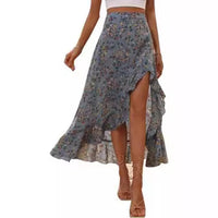 Printed Ruffled Side Slit Skirt - image 2