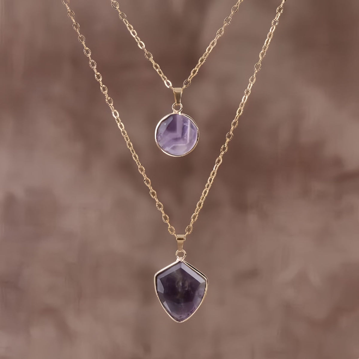 Moonstone Double Chain Pendant Necklace