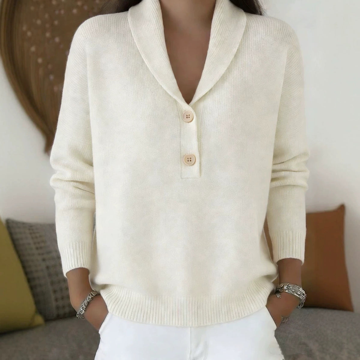 Women's Solid Color Polo Neck Casual Chic Top - image 4