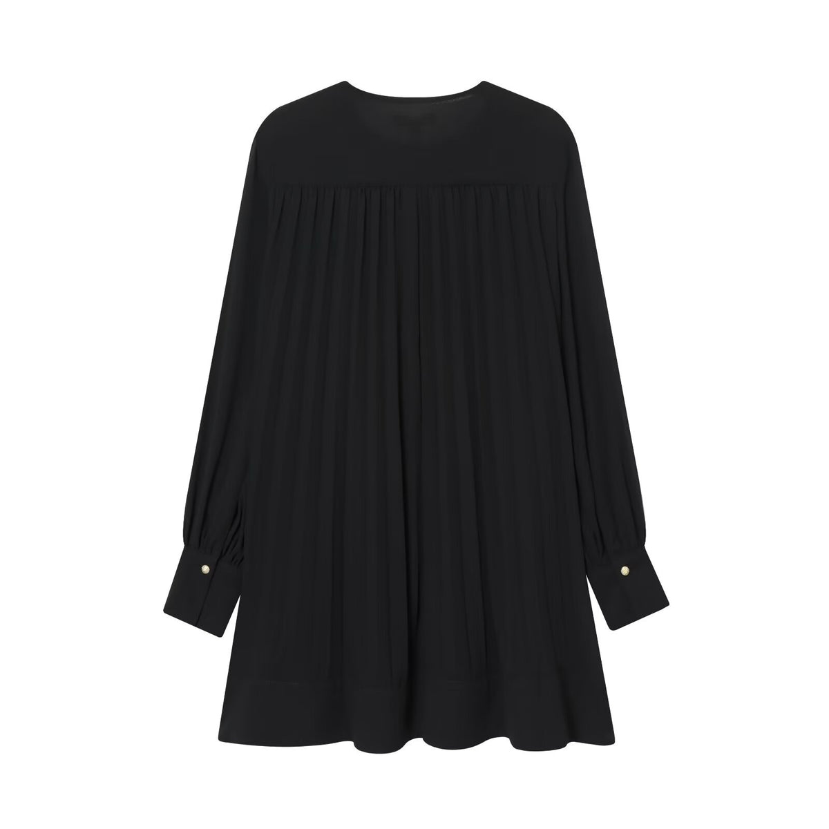 Puff Sleeve Pleated Mini Dress - image 2