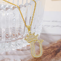 Crown Initial Pendant Necklace - image 5