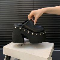 Platform Chunky Heel Closed-Toe Slippers - image 4
