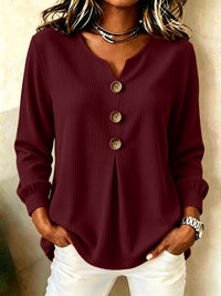 Loose V-Neck Button-Down Casual Top - image 9