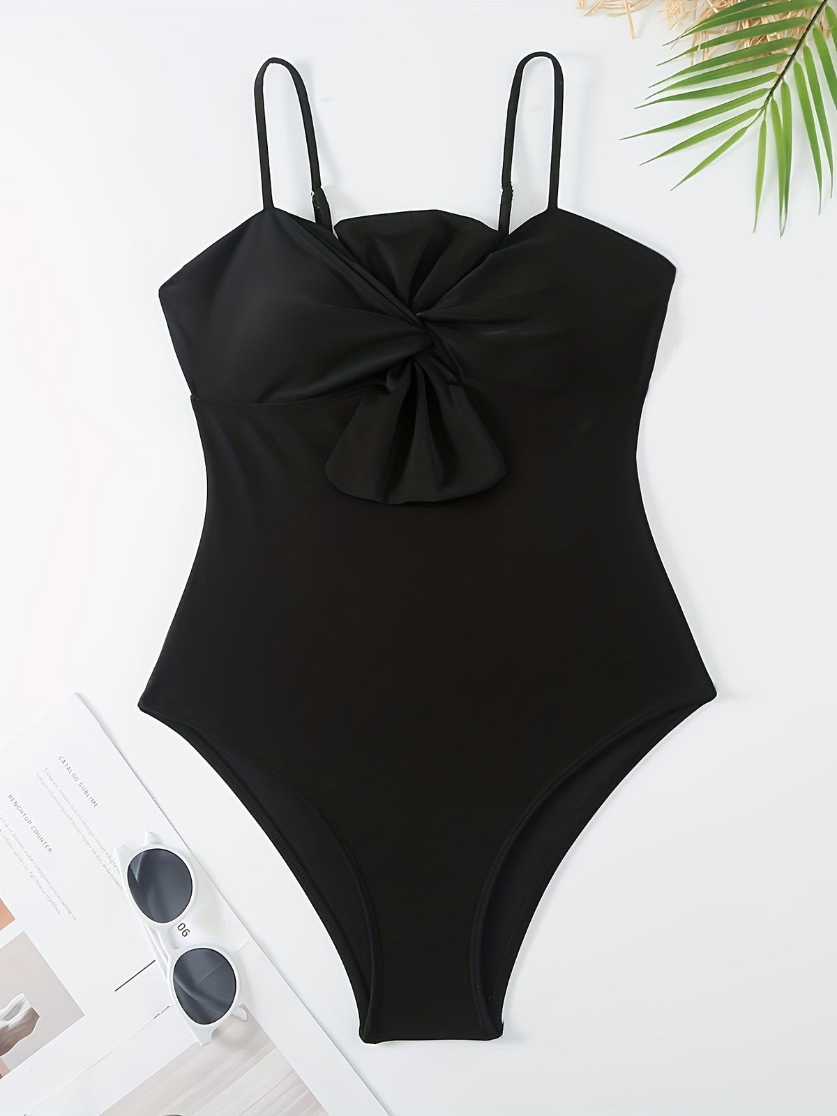 Black One-Piece Swimsuit with Printed Sarong - image 4