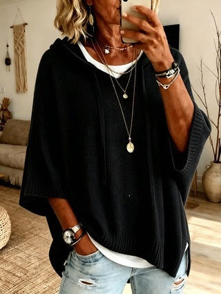 Loose Knit Hooded Pullover with Drawstring - image 7