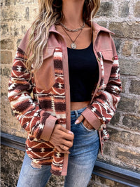 Geo Pattern Flap Pocket Drop Shoulder Coat - image 2