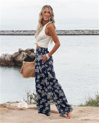 Pantalón de pierna ancha de tiro alto con estampado floral - image 6