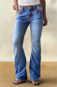 Jeans rectos estilo western con bolsillos bordados - image 1
