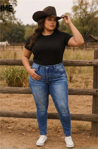 Plus Size Light Wash Skinny Jeans - image 1